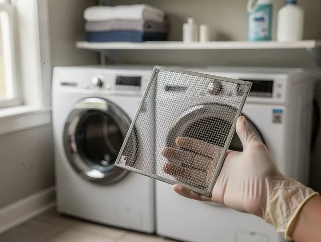 Windsor Locks Dryer Vent Cleaning specialist performing detailed lint trap cleaning service in Windsor Locks