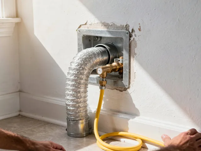 Windsor Locks Dryer Vent Cleaning certified technician performing specialized gas dryer vent cleaning in Windsor Locks